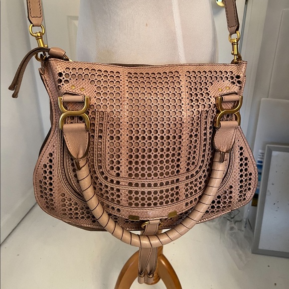Chloe Handbags - Chloe Marcie Perforated Crossbody Satchel in Tan
